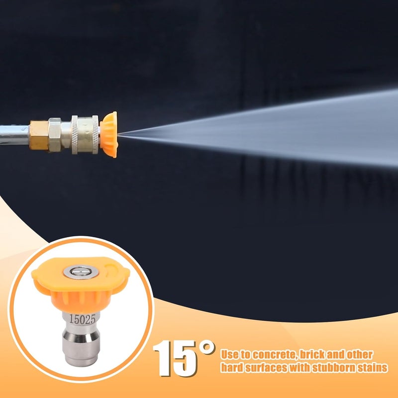 VIPRUSH Pressure Washer Tips, 7 Pack Power Washer Nozzle Tips, 15 Degree Yellow, 1/4 Inch Quick Connect, 4000 PSI - Image 2